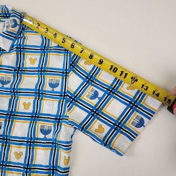 Disney Parks 2023 Mickey Mouse Icon Hanukkah Woven Button Up Shirt Men Sz Small - Picture 7 of 10